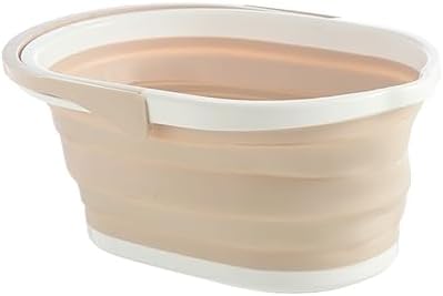 Beige Foldable Plastic Mop Bucket for Efficient Mopping