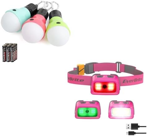 EverBrite 3-Pack Camping Lights Rechargeable Headlamp Durable Powerful