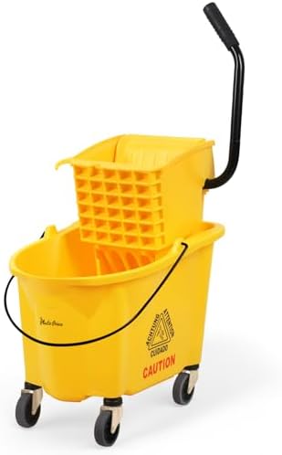 Plastic Prince - 35 Quart Mop Bucket with Wringer on Wheels