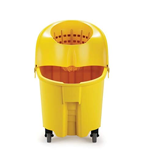 Rubbermaid WaveBrake 35QT Bucket and Wringer Combo on Wheels Yellow Heavy Duty