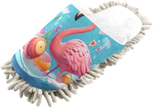 RunningBear White Beach Flamingo Mop Slippers for Home