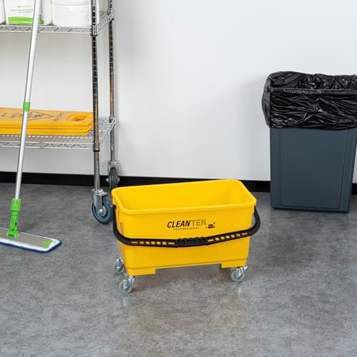 Restaurantware 25 Qt Yellow Mop Bucket with Casters