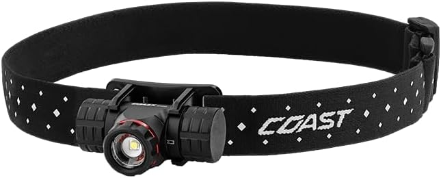 Coast XPH25R 400 Lumens Black LED Head Lamp CR123 Battery Case