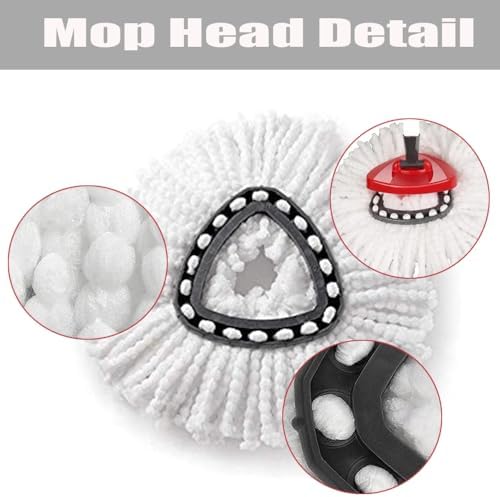 ANREKEYH Spin Mop 1-Tank System Replacement Heads 4 Mop Bristles Handle Set
