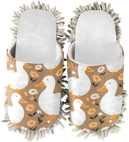RunningBear White Ducks Mop Slippers for Easy Floor Cleaning