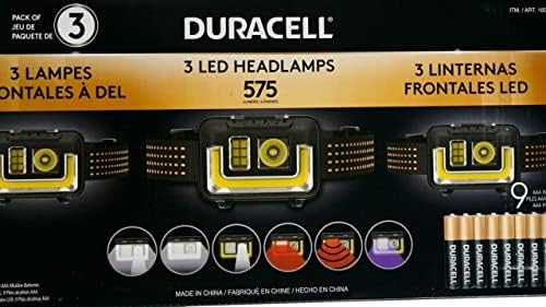 Duracell LED Headlamps 575 Lumens 3 Pack