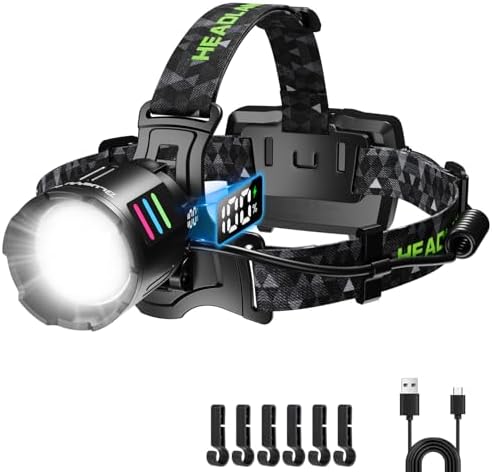 100000lm LED Rechargeable Headlamp with 90 Adjustable Motion Sensor