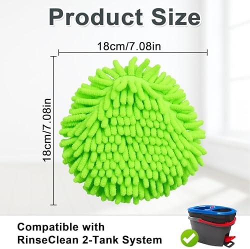 DLAIMI 3 Pack Spin Mop Refill Heads for RinseClean 2 Tank System