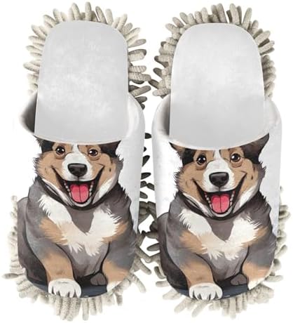 RunningBear White Corgi Mop Slippers