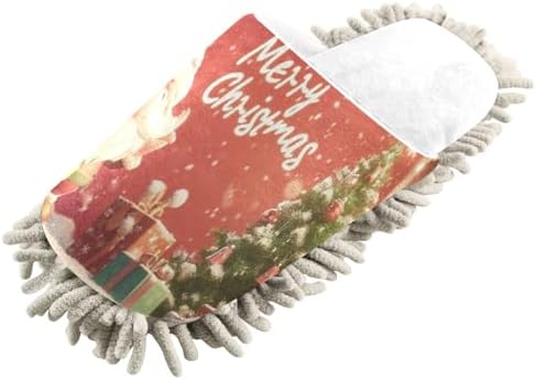 White Christmas Santa Trees Mop Slippers Clean Office Soft Absorbent Mops