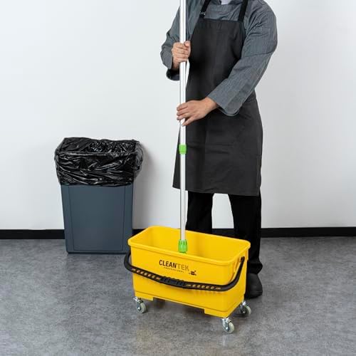 Restaurantware 25 Qt Yellow Mop Bucket with Casters