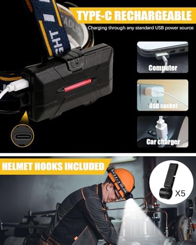 8 LED Rechargeable Headlamp Waterproof 500m illumination