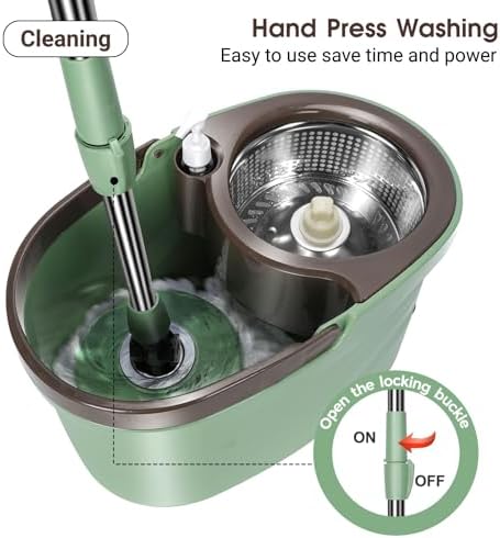 MASTERTOP Spin Mop and Bucket Set for Home - Wet Dry Mopping System