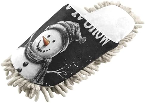 White Black Snowman Christmas Mop Slippers
