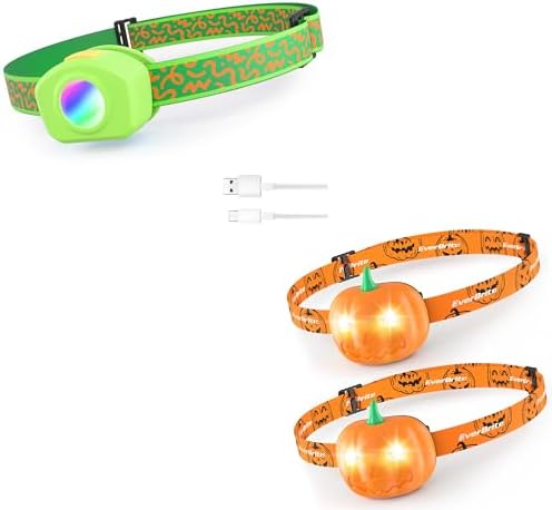 EverBrite Rechargeable Kids Headlamp Halloween Pumpkin Lights 2-Pack