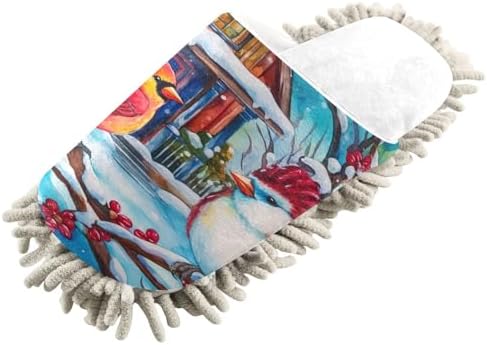 RunningBear White Christmas Mop Slippers for Cleaning