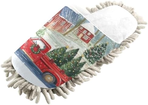Running Bear White Christmas Trees Farmhouse Mop Slippers