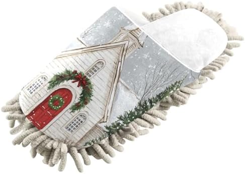 RunningBear White Christmas Church Trees Mop Slippers 1