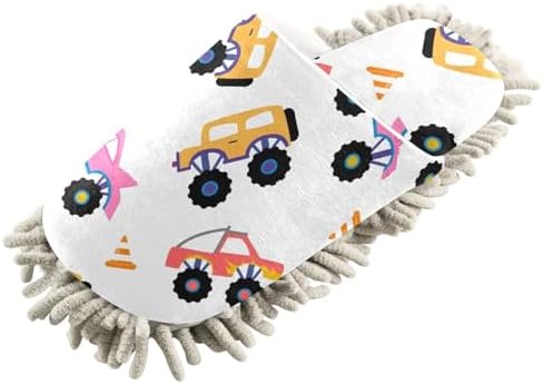 Kigai Microfiber Slippers Cartoon Trucks forLOOR Fun