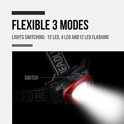 10-Pack 12 LED 3 Mode Portable Headlamp Durable Outdoor Use
