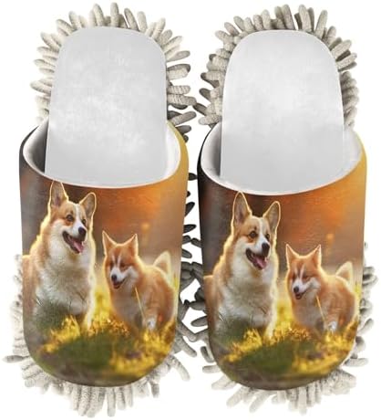 Running Bear White Sunset Dogs Mop Slippers Cozy Effective Floor Cleaning Tool
