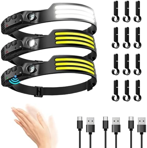 3-Piece Rechargeable LED Headlamp 230 Wide Beam