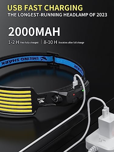 Smiling Shark 3-Pack Rechargeable Headlamp Set 6000K Starlight White Light Motion-Activated