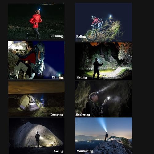 WalkThree rechargeable LED headlamp for adults camping hiking running