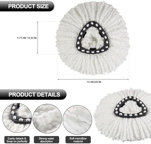 3-Pack Mop Heads Replacement for Cedar Spin Mop