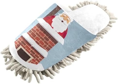 Running Bear Santa Mop Slippers Chenille Mop Slippers for Cleaning Comfort