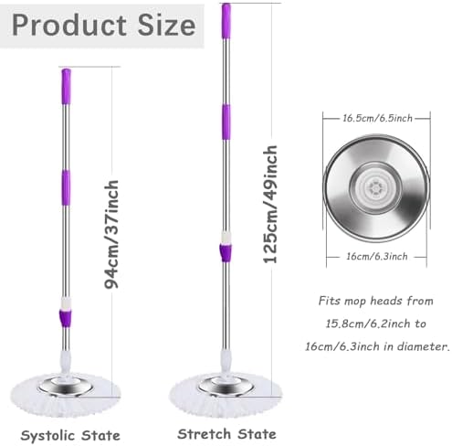 Sturdy Replacement Handle for Spin Mops 360-Degree Flexibility and Durability