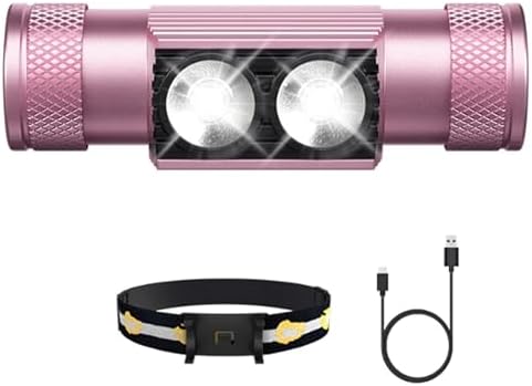 Weenaskeeper 1200 Lumens Headlamp Rechargeable Adjustable Water-Resistant Pink