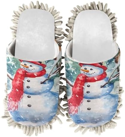 White Christmas Snowman Mop Slippers for Home