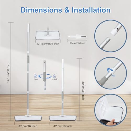 Portable Extendable Microfiber Mop for Wet Dry Use