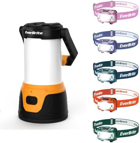 EverBrite 1000 Lumens Rechargeable LED Camping Lantern 5-Piece Headlamp