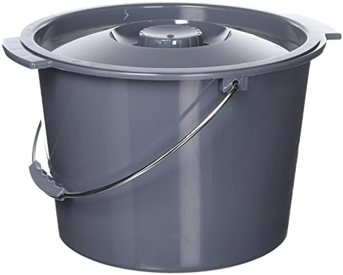 Medline Commode Bucket with Lid Handle 2 Gallon Dark Gray Capacity