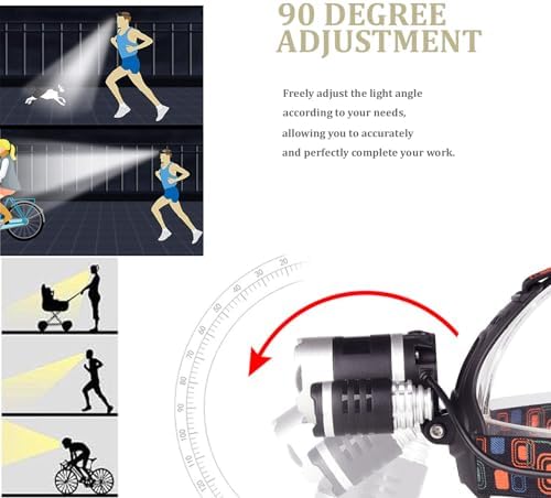 WalkThree rechargeable LED headlamp for adults camping hiking running