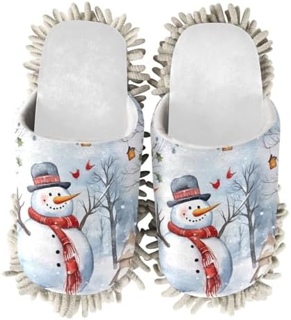 White Christmas Snowman Mop Slippers