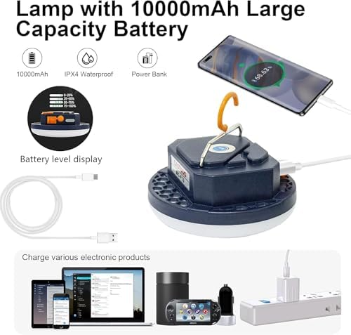 10000mAh 4000LM Portable LED camping lantern waterproof rechargeable for emergency use