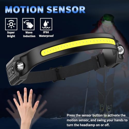 ZioeYiue 5Pack Rechargeable Headlamps with 230 Wide Beam and Motion Sensor