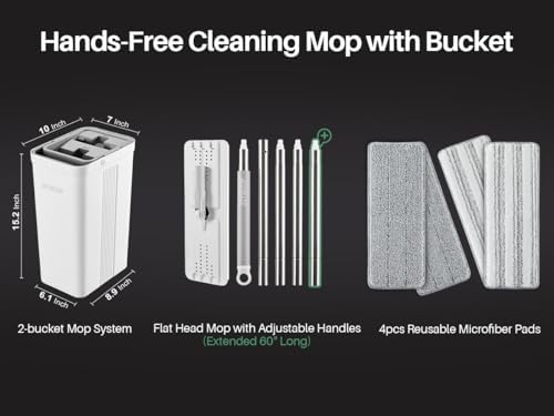 JOYMOOP Mop and Bucket with Wringer Set White