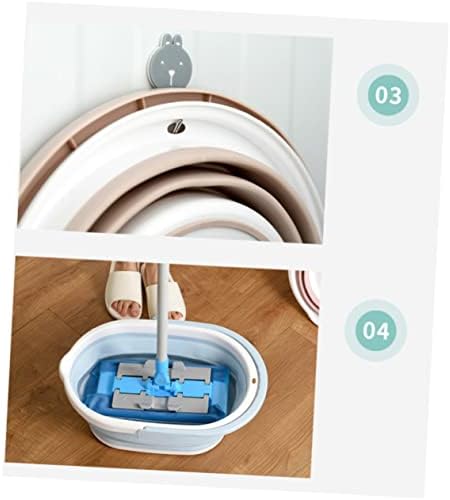 Beige Foldable Plastic Mop Bucket for Efficient Mopping