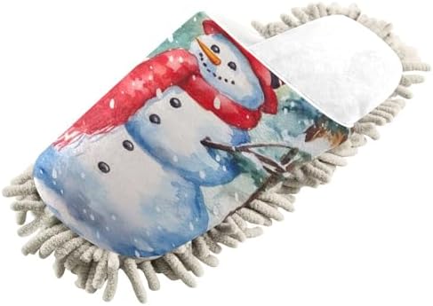 White Christmas Snowman Mop Slippers for Home