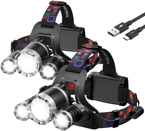 WdtPro Dual Rechargeable Headlamp with 3 Modes and 90 Adjustment