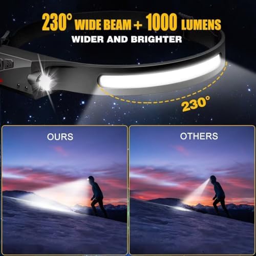 230 Wide Beam Headlamp with Motion Sensor Rechargeable camping accessory