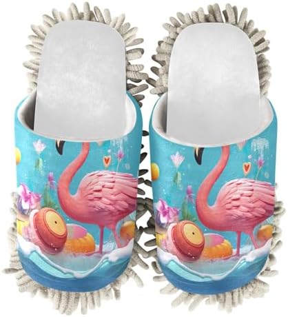 RunningBear White Beach Flamingo Mop Slippers for Home