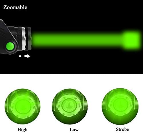 Green Light 3 Mode Zoomable Adjustable Headlamp
