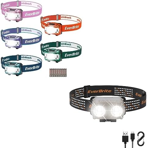 5-Piece Kids Red Headlamp with Motion Sensor Rechargeable