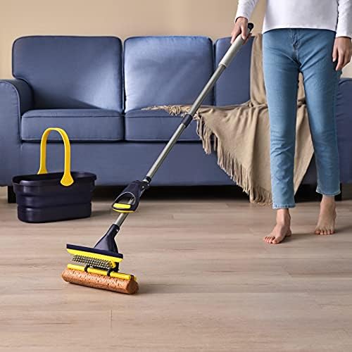 Yocada Sponge Mop with 3 Heads and Squeegee