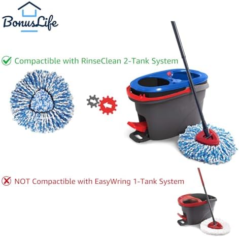 BonusLife 3-Pack Mop Head for O-Cedar RinseClean Spin Mop